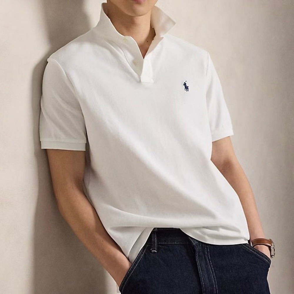 Polo Ralph Lauren Polo Shirt LG White Classic Cotton Mesh Old Money Ivy League